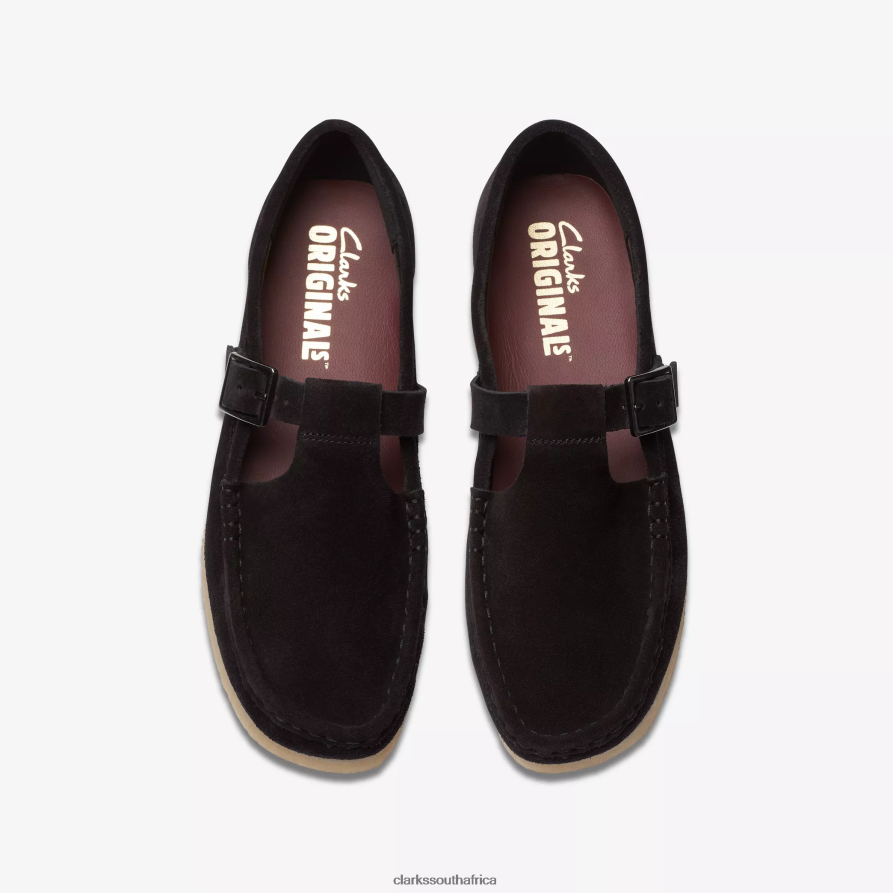 2Z8V2H248 Wallabee T-Bar Clarks Black Suede