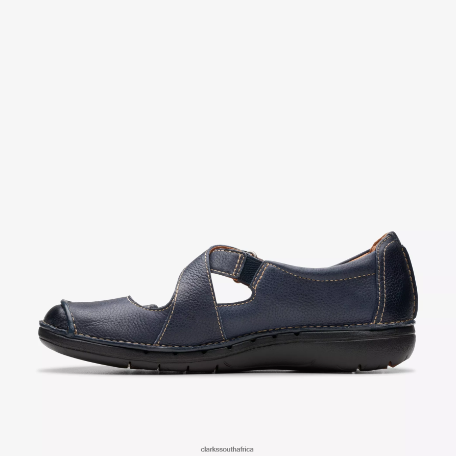 2Z8V2H291 Un Loop Strap Clarks Navy Leather