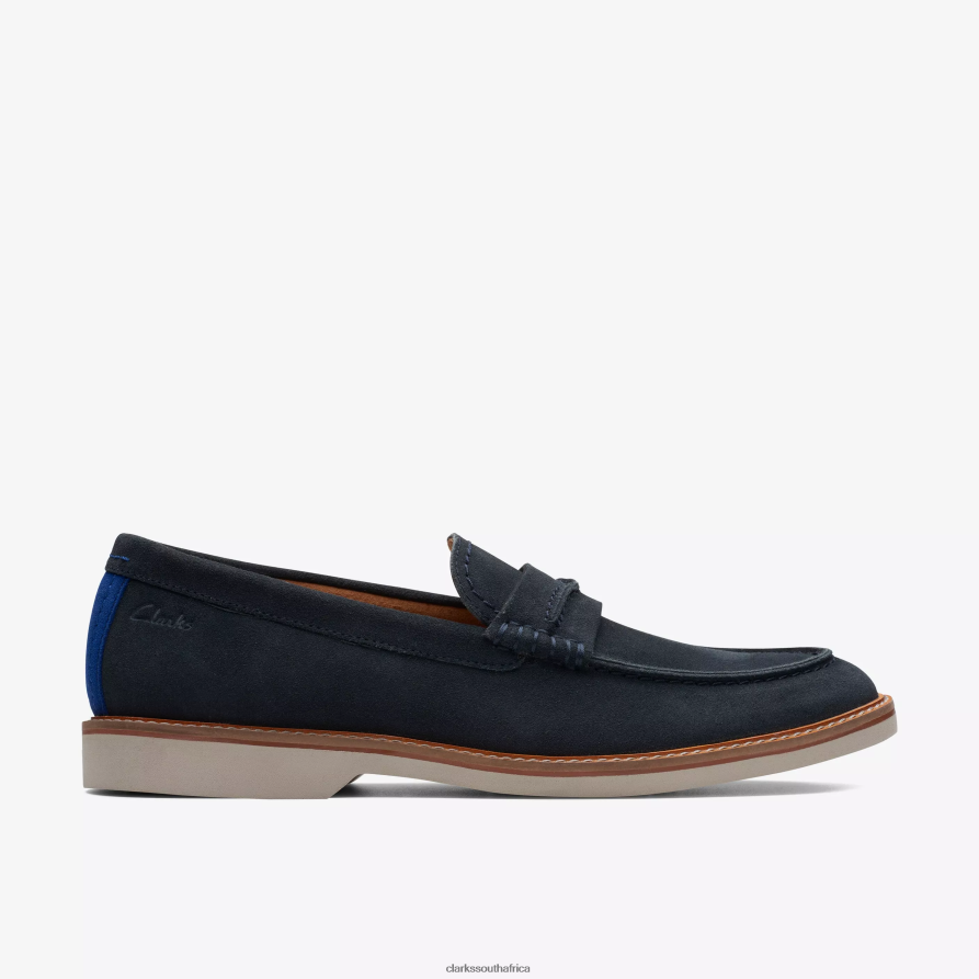 2Z8V2H726 Atticus Slip Clarks Navy Suede