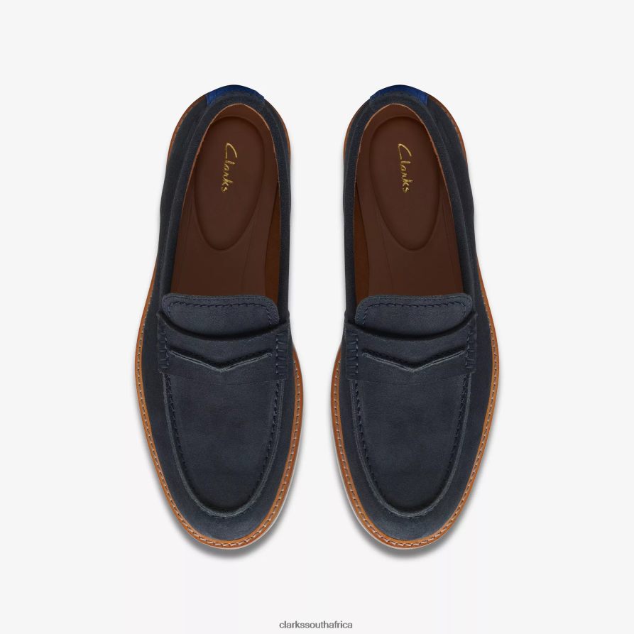 2Z8V2H726 Atticus Slip Clarks Navy Suede