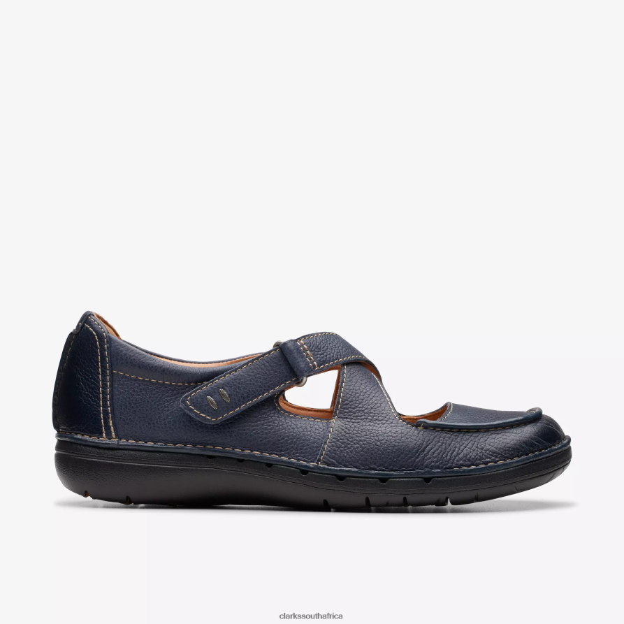 2Z8V2H291 Un Loop Strap Clarks Navy Leather